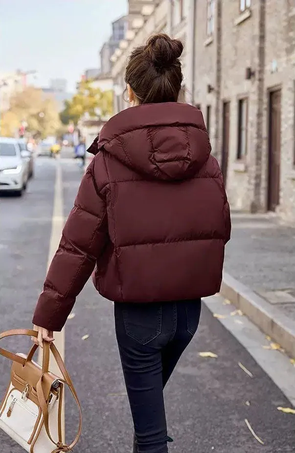 Women's Water-resistant and Windproof Cropped Puffer Jacket