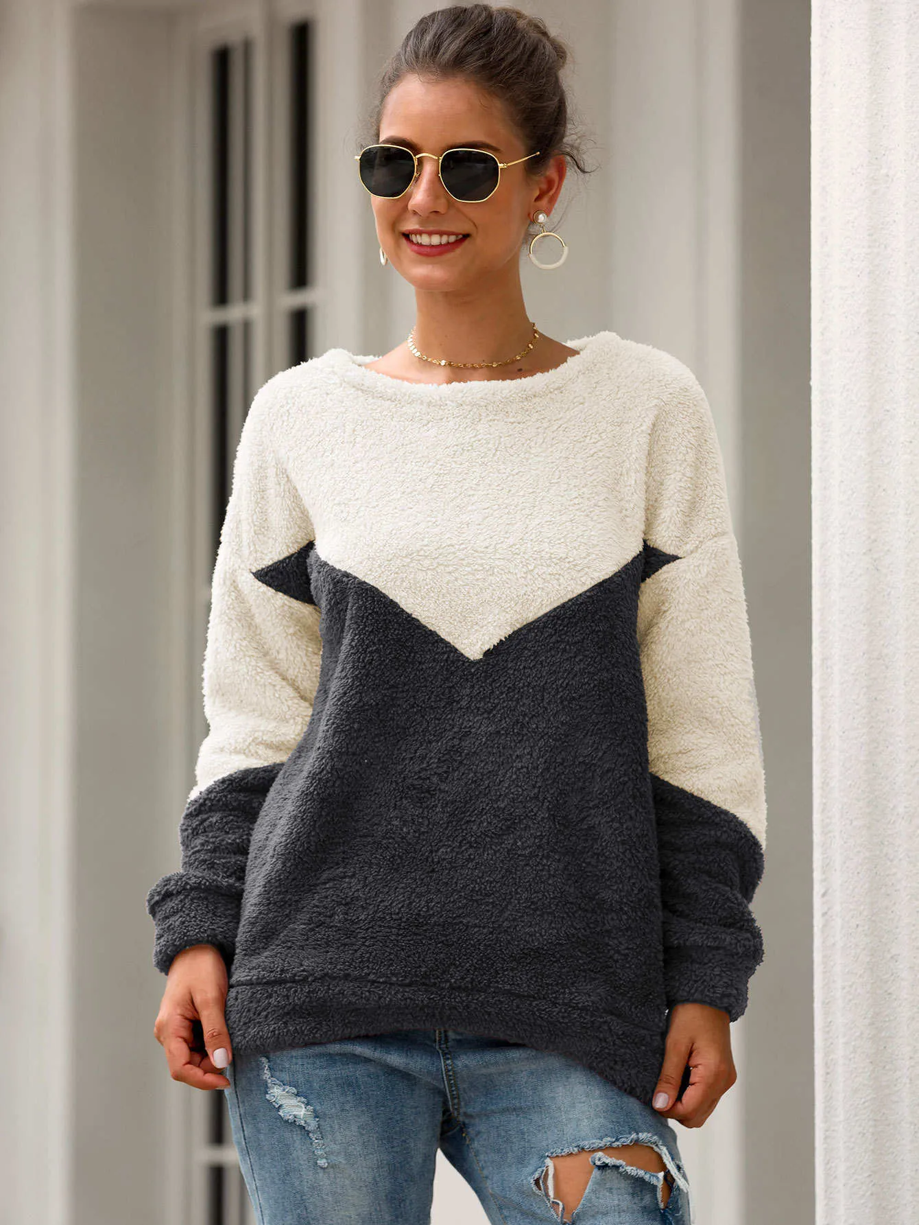 Women's Winter New Thickening Sets of Double-faced Plush Sweater