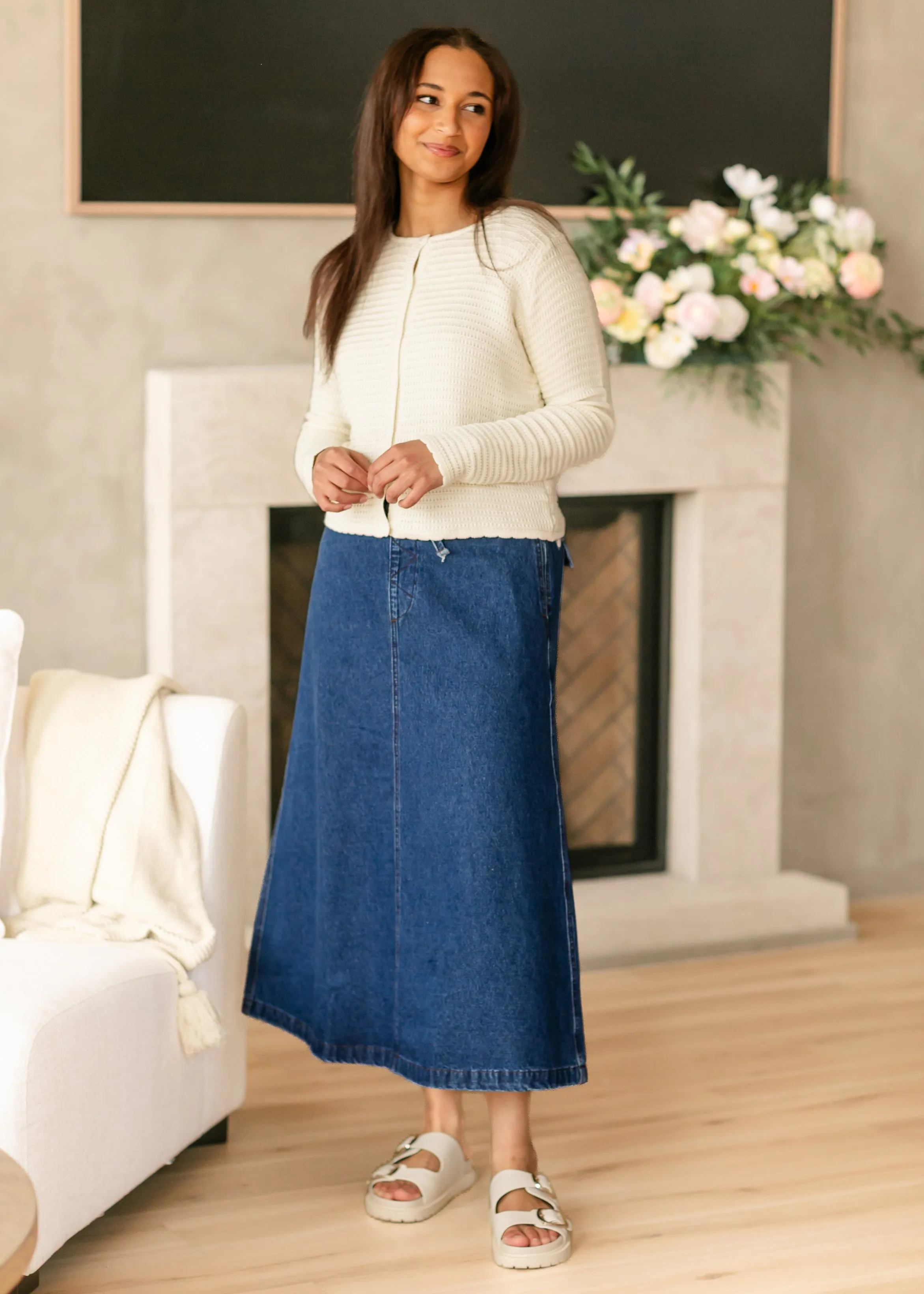Yael Textured Midi-Weight Cardigan