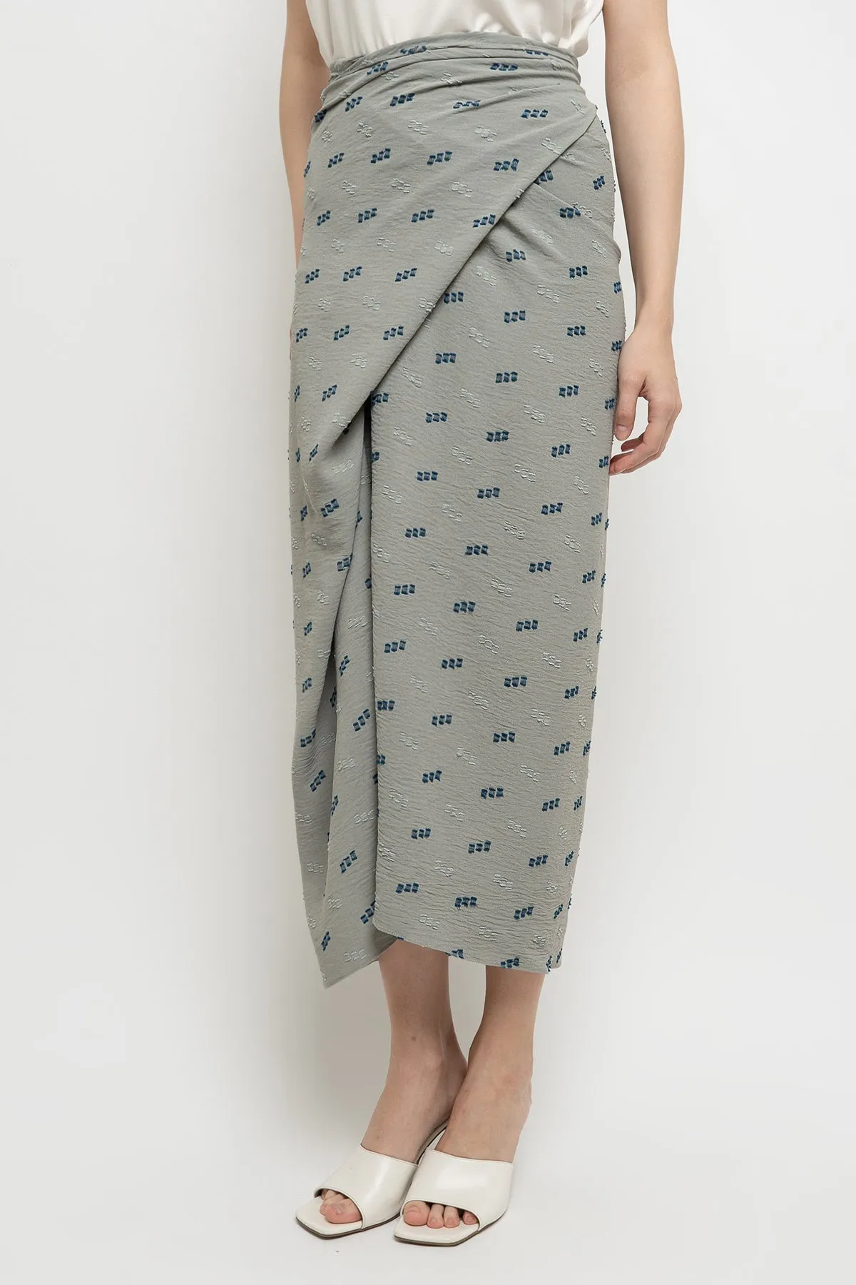 Zora Wrap Skirt in Blue Grey