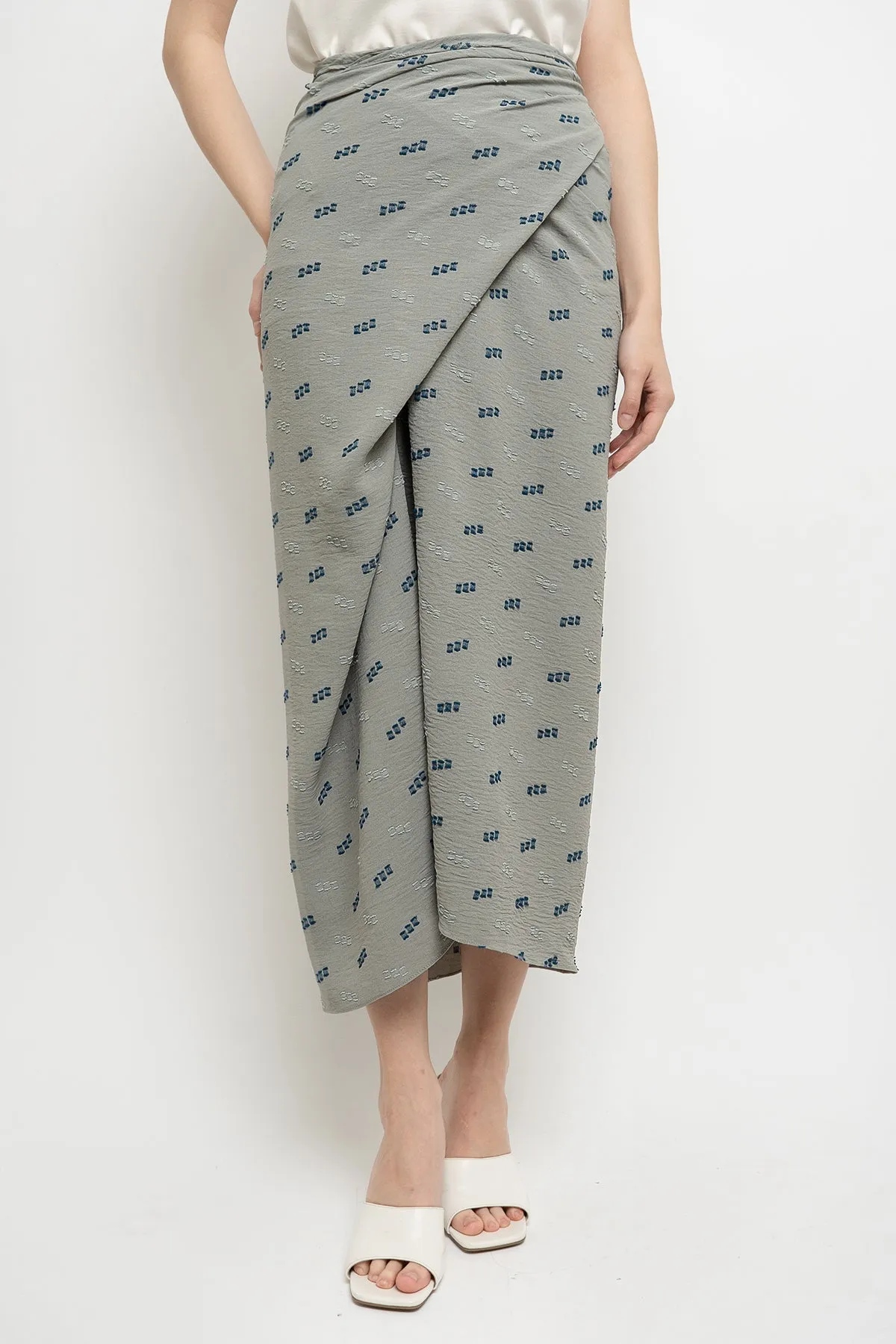 Zora Wrap Skirt in Blue Grey