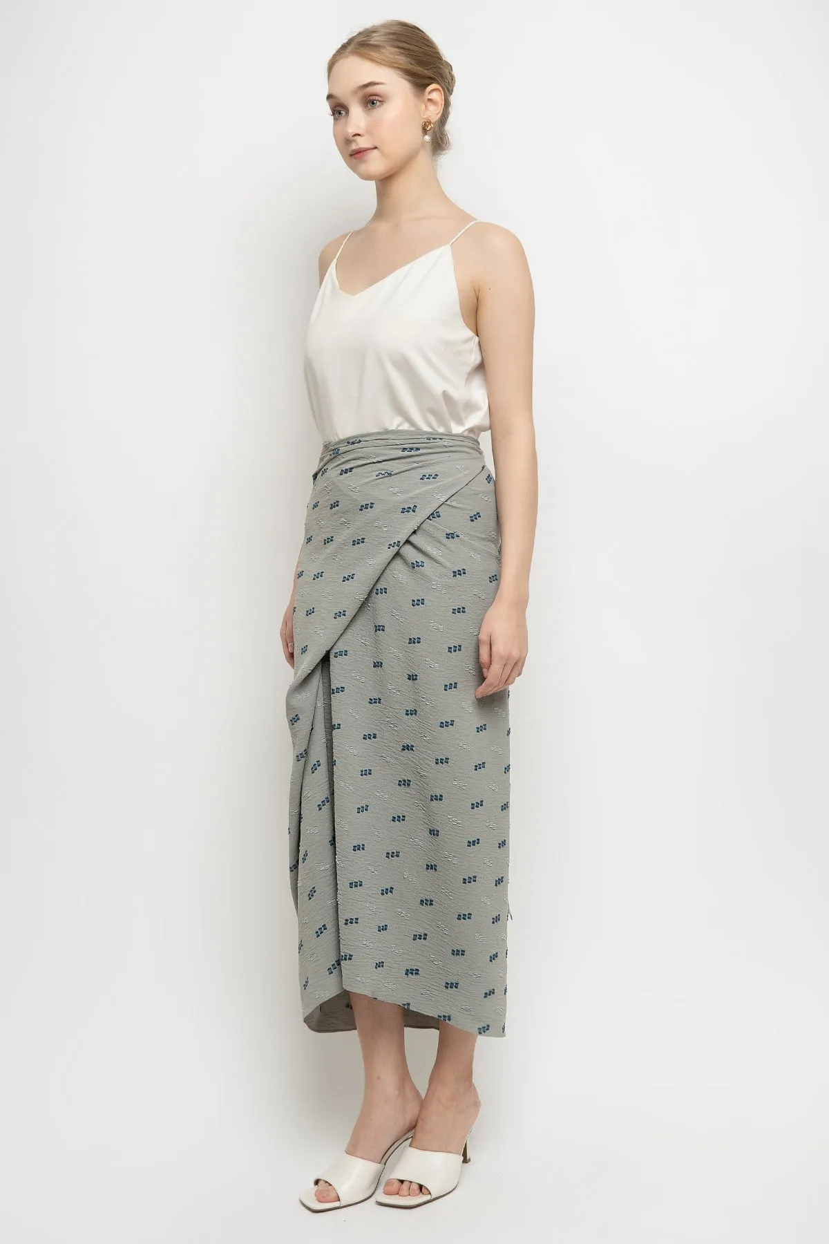 Zora Wrap Skirt in Blue Grey